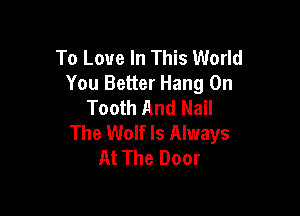 To Love In This World
You Better Hang On
Tooth And Mail

The Wolf Is Always
At The Door