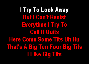 lTry To Look Away
But I Can't Resist
Everytime I Try To
Call It Quits

Here Come Some Tits Uh Hu
That's A Big Ten Four Big Tits
I Like Big Tits