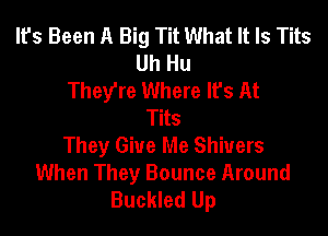 It's Been A Big Tit What It Is Tits
Uh Hu
Therre Where lfs At
Tits

They Give Me Shivers
When They Bounce Around
Buckled Up