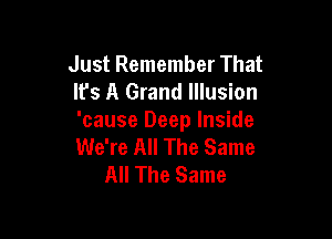 Just Remember That
It's A Grand Illusion

'cause Deep Inside
We're All The Same
All The Same