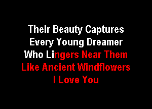 Their Beauty Captures
Every Young Dreamer

Who Lingers Near Them
Like Ancient Windflowers
I Love You