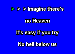 Mmagine there's

no Heaven

It's easy if you try

No hell below us