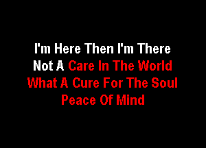 I'm Here Then I'm There
Not A Care In The World

What A Cure For The Soul
Peace Of Mind
