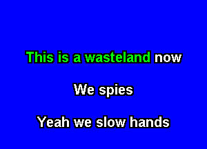 This is a wasteland now

We spies

Yeah we slow hands