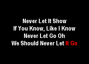 Never Let It Show
If You Know, Like I Know

Never Let Go 0h
We Should Never Let It Go