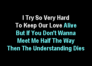 I Try So Very Hard
To Keep Our Love Alive
But If You Don't Wanna

Meet Me Half The Way
Then The Understanding Dies