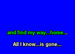 and find my way...home...

All I know...is gone...