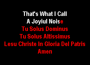 That's What I Call
A Joyiul Noise
Tu Solus Dominus

Tu Solus Altissimus
Lesu Christe In Gloria Del Patris
Amen