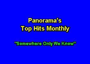 Panorama's
Top Hits Monthly

Somewhere Only We Know