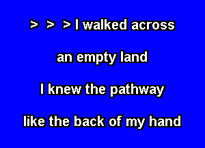 i? r) Mwalked across

an empty land

I knew the pathway

like the back of my hand