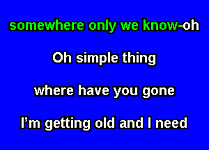 somewhere only we know-oh

Oh simple thing

where have you gone

Pm getting old and I need
