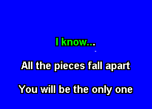 I know...

All the pieces fall apart

You will be the only one