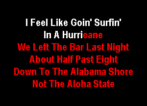 I Feel Like Goin' SurFIn'
In A Hurricane
We Left The Bar Last Night
About Half Past Eight
Down To The Alabama Shore
Not The Aloha State