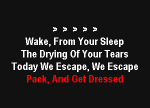 33333

Wake, From Your Sleep

The Drying Of Your Tears
Today We Escape, We Escape