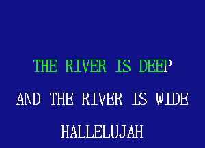 THE RIVER IS DEEP
AND THE RIVER IS WIDE
HALLELUJAH