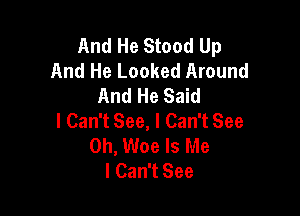 And He Stood Up
And He Looked Around
And He Said

I Can't See, I Can't See
0h, Woe Is Me
I Can't See