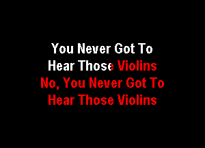 You Never Got To
Hear Those Violins

No, You Never Got To
Hear Those Violins