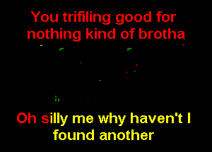 You triflling good for
nothing kind of brothq

0h silly me why haven't I
found another