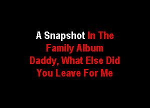 A Snapshot In The
Family Album

Daddy, What Else Did
You Leave For Me