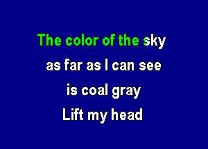 The color of the sky
as far as I can see

is coal gray
Lift my head