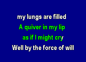 my lungs are filled

A quiver in my lip

as if I might cry
Well by the force of will