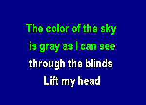 The color of the sky

is gray as I can see
through the blinds
Lift my head
