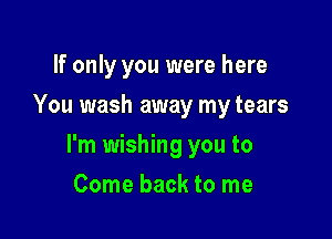 If only you were here
You wash away my tears

I'm wishing you to

Come back to me