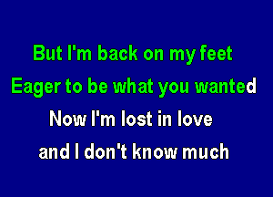 But I'm back on my feet

Eager to be what you wanted

Now I'm lost in love
and I don't know much