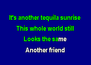 It's another tequila sunrise

This whole world still
Looks the same

Another friend