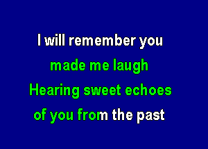 lwill remember you
made me laugh
Hearing sweet echoes

of you from the past
