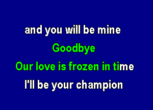 and you will be mine
Goodbye
Our love is frozen in time

I'll be your champion