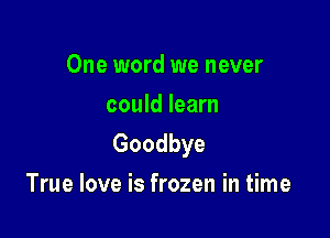 One word we never
could learn

Goodbye
True love is frozen in time