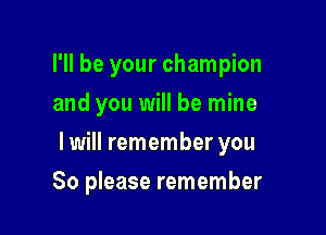 I'll be your champion

and you will be mine
I will remember you
So please remember