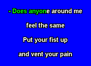 - Does anyone around me

feel the same

Put your fist up

and vent your pain