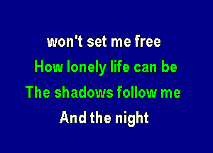 won't set me free

How lonely life can be

The shadows follow me
And the night