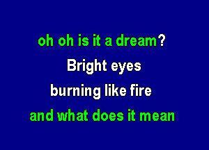 oh oh is it a dream?

Bright eyes

burning like fire
and what does it mean