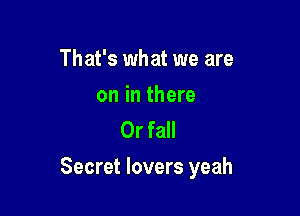 That's what we are

on in there
Or fall

Secret lovers yeah