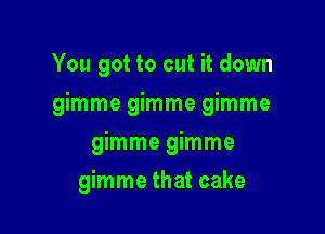 You got to cut it down

Qmmewmmewmme

gmmemmme
gimme that cake