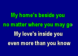 My home's beside you
no matter where you may go

My love's inside you

even more than you know