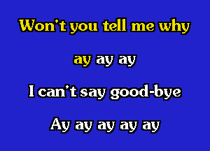 Won't you tell me why

ay ay ay

1 can't say good-bye

Ay ay ay a9 a9