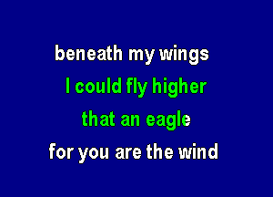 beneath my wings

lcould fly higher
that an eagle
for you are the wind