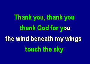 Thank you, thank you
thank God for you

the wind beneath my wings

touch the sky