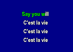 Say you will

C'est la vie
C'est la vie
C'est la vie