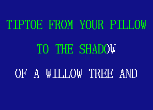 TIPTOE FROM YOUR PILLOW
TO THE SHADOW
OF A WILLOW TREE AND