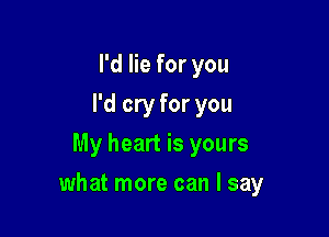 I'd lie for you
I'd cry for you
My heart is yours

what more can I say