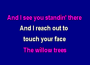 And I reach out to

touch your face