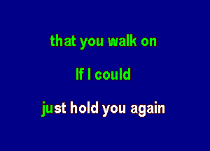 that you walk on

If I could

just hold you again