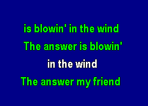 is blowin' in the wind
The answer is blowin'
in the wind

The answer my friend