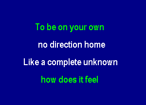 To be on your own

no direction home

Like a complete unknown

how does it feel