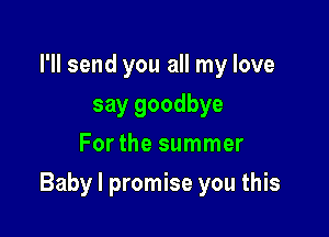 I'll send you all my love
say goodbye
Forthe summer

Baby I promise you this